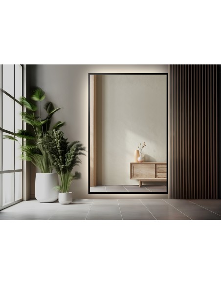 Lustro w czarnej ramie z podświetleniem - 1503 LED - na wymiar