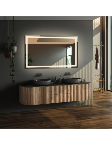 Łazienkowe lustro prostokątne z matą antyparową - EMI LED PREMIUM