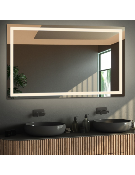 Łazienkowe lustro prostokątne z matą antyparową - EMI LED PREMIUM