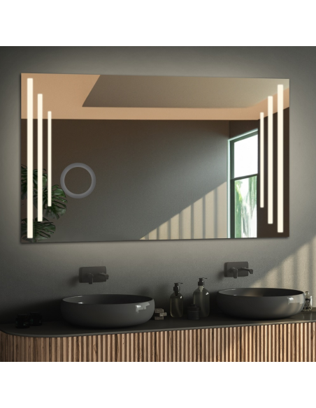 Łazienkowe lustro prostokątne z lusterkiem zoom - ALIS LED PREMIUM