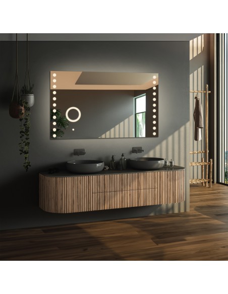 Łazienkowe lustro prostokątne z lusterkiem zoom led - OLIWIA LED PREMIUM