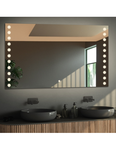Łazienkowe lustro prostokątne z włącznikiem - OLIWIA LED PREMIUM