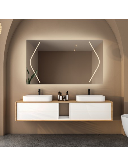 Łazienkowe lustro prostokątne z matą antyparową - SOFIA LED PREMIUM