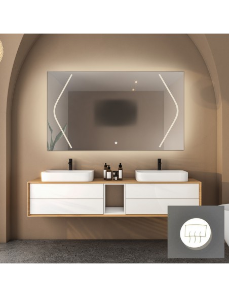 Łazienkowe lustro prostokątne z matą antyparową - SOFIA LED PREMIUM