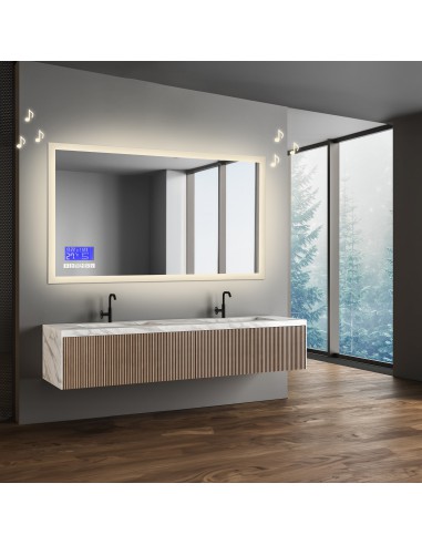 Łazienkowe lustro prostokątne z panelem dotykowym - MOIRA LED PREMIUM