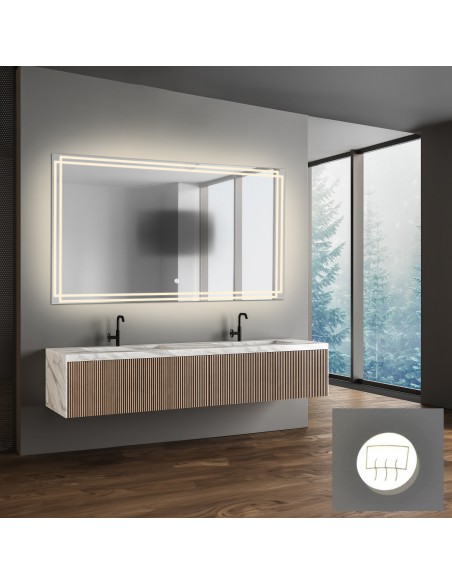 Łazienkowe lustro prostokątne z matą antyparową - MARLA LED PREMIUM