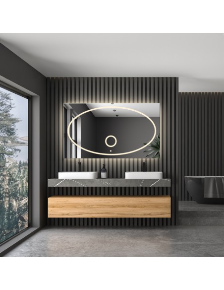 Łazienkowe lustro prostokątne z lusterkiem zoom led - MELISA LED PREMIUM