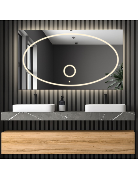 Łazienkowe lustro prostokątne z lusterkiem zoom led - MELISA LED PREMIUM