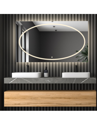 Łazienkowe lustro prostokątne z włącznikiem - MELISA LED PREMIUM