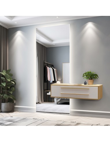 Duże lustro prostokątne do łazienki z wycięciem na szafkę z podświetleniem - AGIS LED