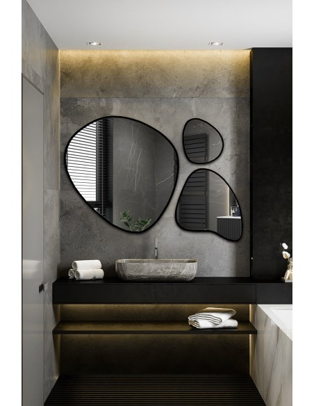 Zestaw trzech luster organicznych w ramie - FLORA W RAMIE