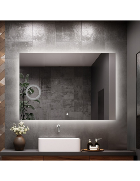 Łazienkowe lustro prostokątne z lusterkiem zoom i włącznikiem - AGIS LED PREMIUM