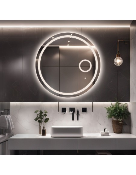 Łazienkowe lustro okrągłe z lusterkiem zoom led - MAIA LED PREMIUM