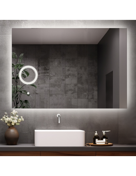 Łazienkowe lustro prostokątne z lusterkiem zoom led - AGIS LED PREMIUM