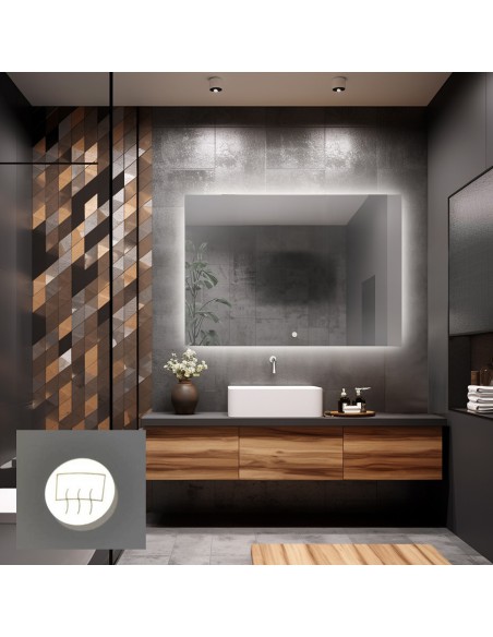 Łazienkowe lustro prostokątne z matą antyparową - AGIS LED PREMIUM