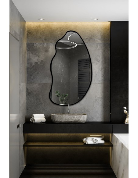 Lustro o organicznym kształcie w ramie - TOPAZ W RAMIE