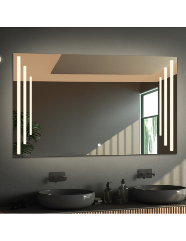 Łazienkowe lustro prostokątne z głośnikiem i włącznikiem - ALIS LED PREMIUM