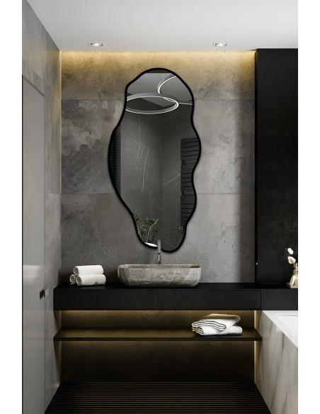 Lustro o organicznym kształcie w ramie - LOLIT W RAMIE