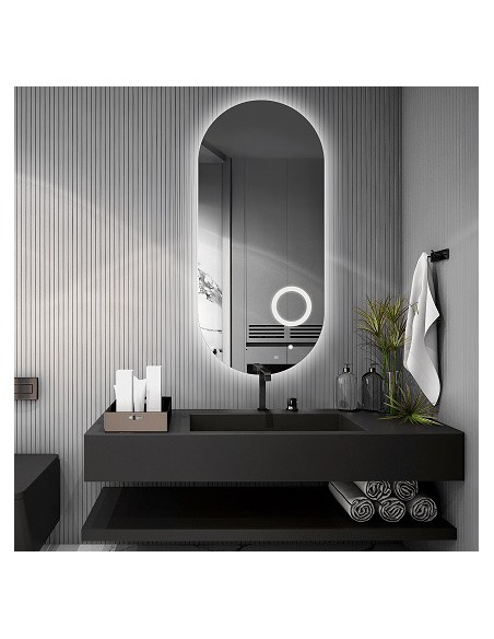 Łazienkowe lustro owalne z lusterkiem zoom led - NIKO LED PREMIUM