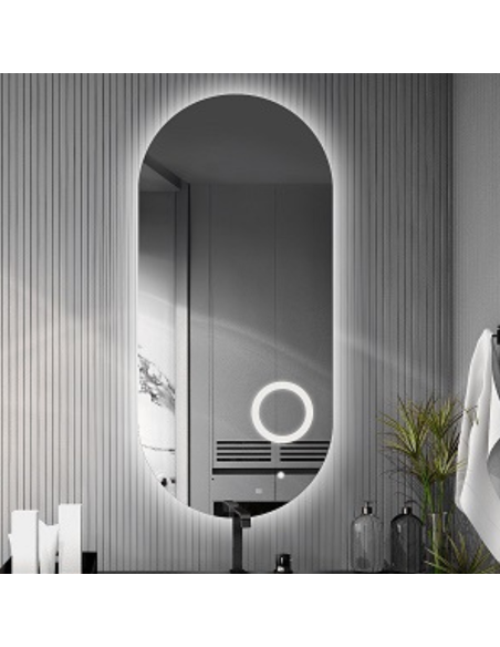 Łazienkowe lustro owalne z lusterkiem zoom led - NIKO LED PREMIUM