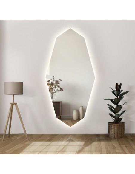 Dekoracyjne lustro o ostrym organicznym kształcie z podświetleniem - RIOLIT LED