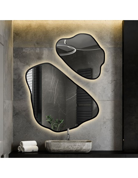 Zestaw luster o nieregularnym kształcie w ramie z podświetleniem - MORION W RAMIE LED