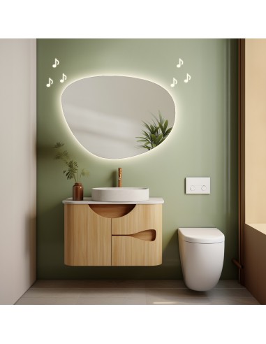 Lustro łazienkowe o nieregularnym kształcie z głośnikiem bluetooth - AGAT LED PREMIUM