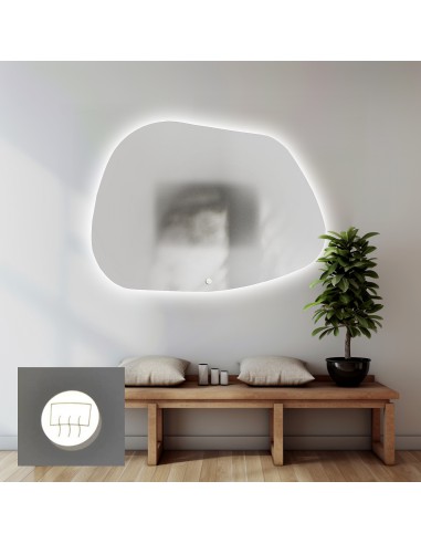 Lustro łazienkowe o nieregularnym kształcie z matą antyparową - BAZALT LED PREMIUM