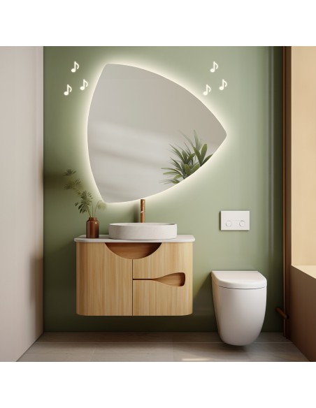 Lustro łazienkowe o nieregularnym kształcie z głośnikiem bluetooth - KARO LED PREMIUM