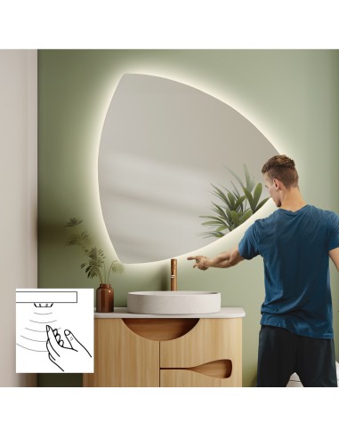 Lustro łazienkowe o nieregularnym kształcie z włącznikiem sensorycznym - KARO LED PREMIUM