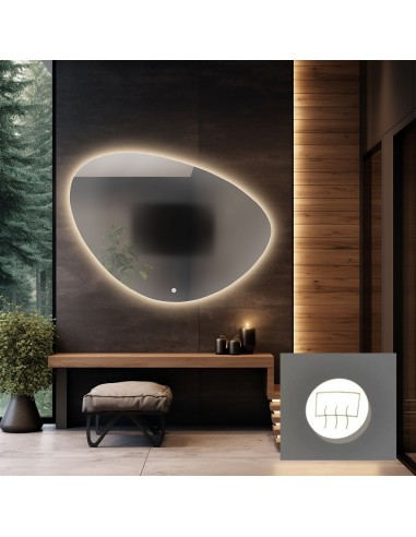 Lustro łazienkowe o nieregularnym kształcie z matą antyparową - OBSYDIAN LED PREMIUM