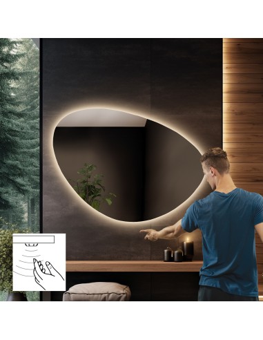 Lustro łazienkowe o nieregularnym kształcie z włącznikiem sensorycznym- OBSYDIAN LED PREMIUM