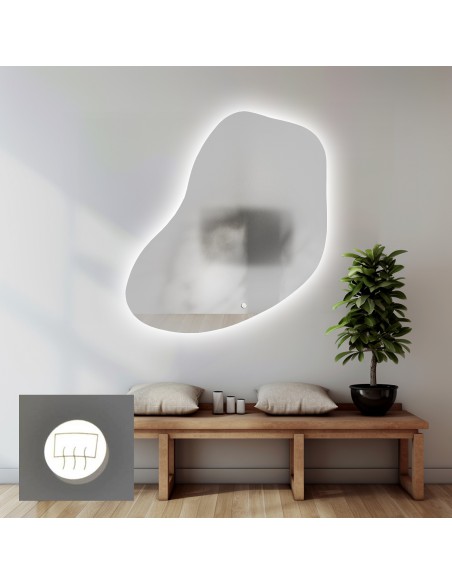 Lustro łazienkowe o nieregularnym kształcie z matą antyparową - KWARC LED PREMIUM