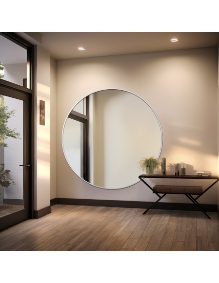 Lustro okrągłe w ramie białej MDF SLIM - OTYLIA - kolor ramy do wyboru