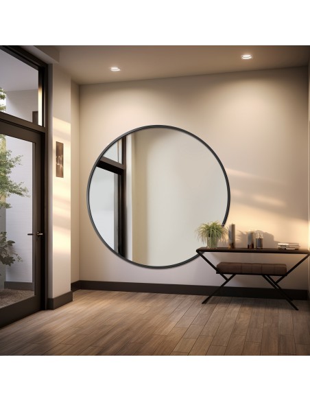 Lustro okrągłe w czarnej matowej ramie mdf - OTTO - kolor ramy do wyboru