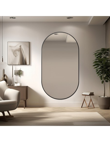 Lustro owalne w ramie czarnej MDF SLIM - OLI - kolor ramy do wyboru