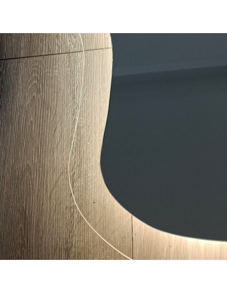 Lustro o organicznym kształcie na szkle float z podświetleniem - STONE GLASS LED