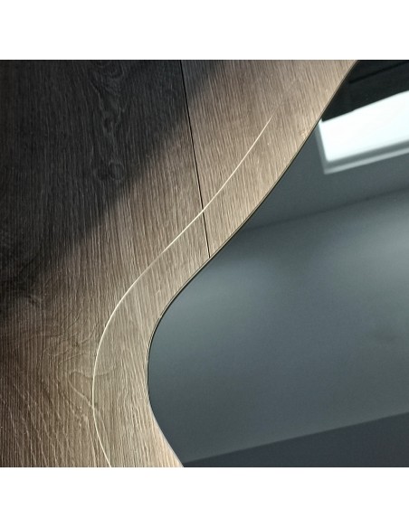 Lustro o organicznym kształcie na szkle float z podświetleniem - STONE GLASS LED