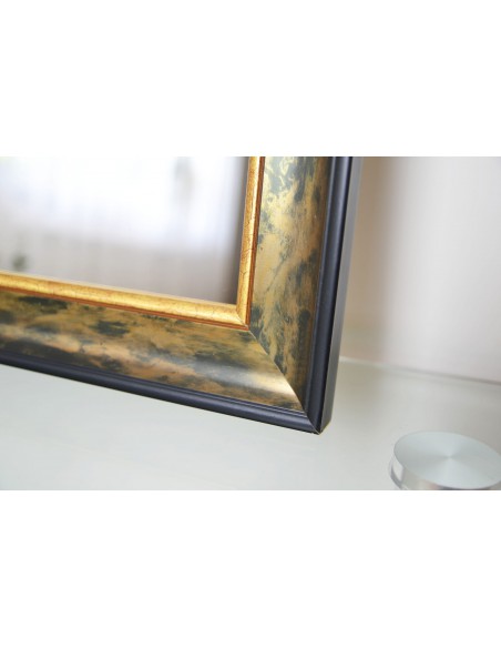 Lustro w zielono złotej drewnianej ramie - 5401001