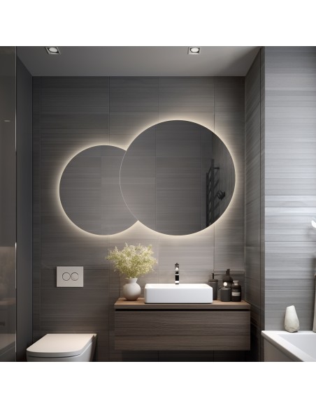 Zestaw luster okrągłych ze ścięciem z podświetleniem - UNIVERSE CUT LED I