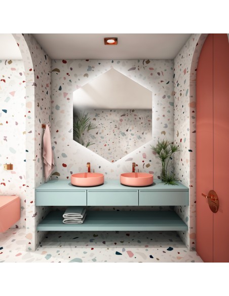 Lustro o geometrycznym kształcie z podświetleniem – HEXA LED