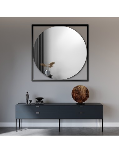Lustro okrągłe w ramie czarnej - RENA...