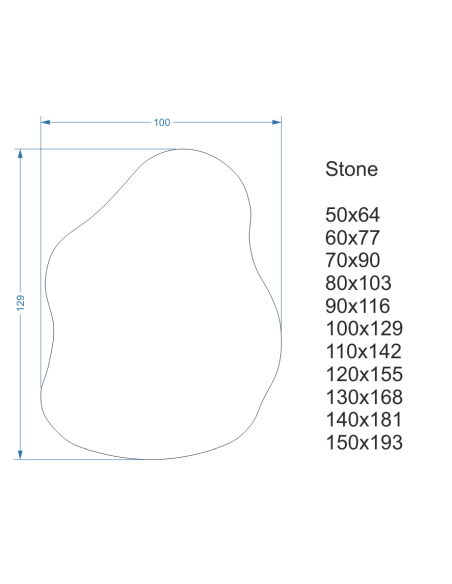 Lustro łazienkowe o nieregularnym kształcie z zegarem cyfrowym - STONE LED PREMIUM