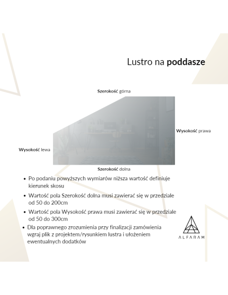 Piaskowane lustro na poddasze - NA WYMIAR - NIDA LED