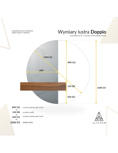 Lustro półokrągłe w dwóch częściach w...