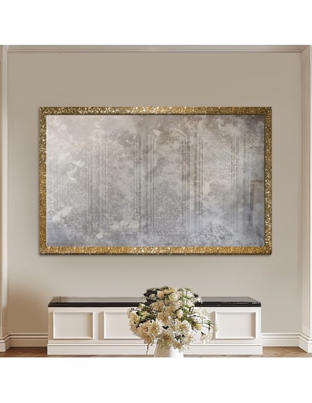 Luksusowe lustro ścienne w złotej ramie z postarzaną taflą - 8002002 - JULIA SILVER