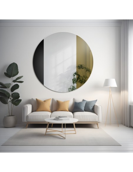 Okrągłe lustro dekoracyjne kolorowa tafla - czarno złota - ANTON