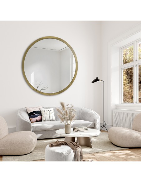 Okrągłe lustro w ramie złoty połysk - BELLA