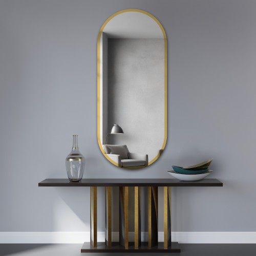 Owalne lustro w ramie złoty...