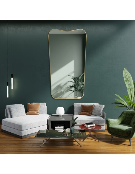 Lustro nieregularne w ramie złotej MDF SLIM - ELIZABETH